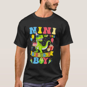 Camiseta Groovy Nini Do Menino Do Aniversário Do Dinossauro