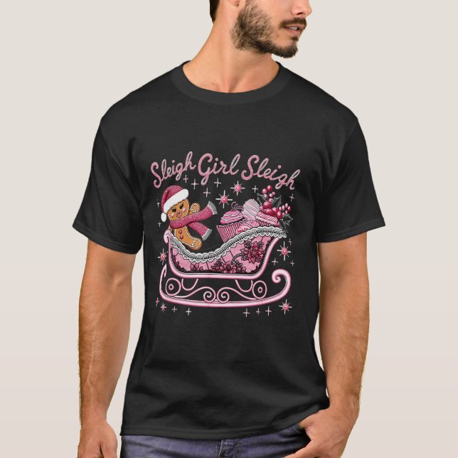 Camiseta Groovy Nk Christmas Candy Sleigh Girl Gingerbread  (Frente)