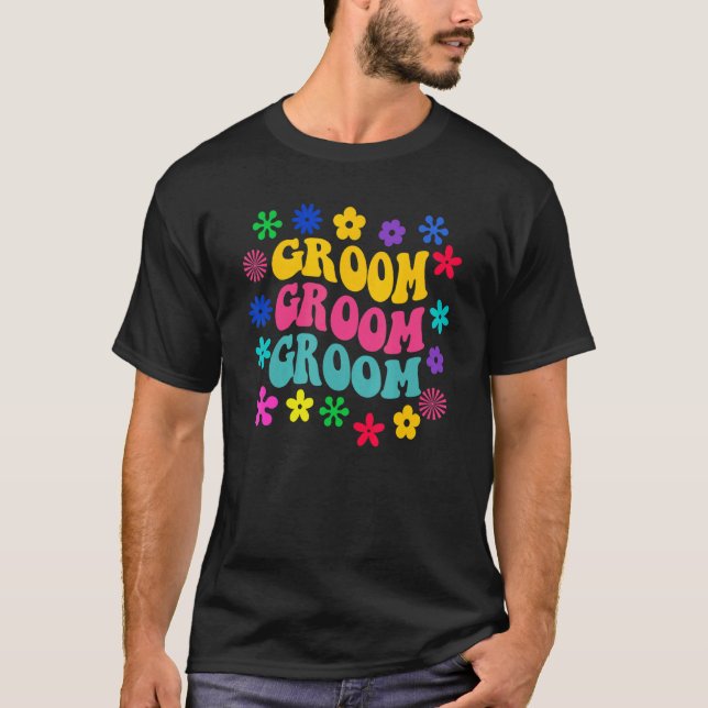 Camiseta Groovy Node Retro Groom Trendy Wedls Tri (Frente)