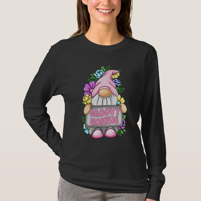 Camiseta Groovy Nonnie Gnome Happy Mothers Day For Mom Gnom (Frente)