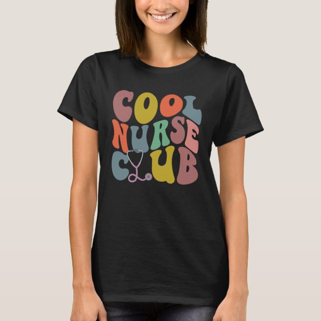 Camiseta Groovy Nurse Cool Nurse Club School Nurse RN ICU E (Frente)