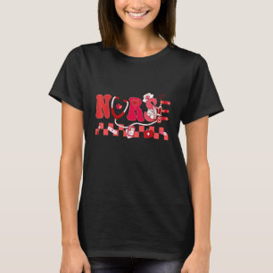Camiseta Groovy Nurse Dia de os namorados Vibes Hippie Nurs