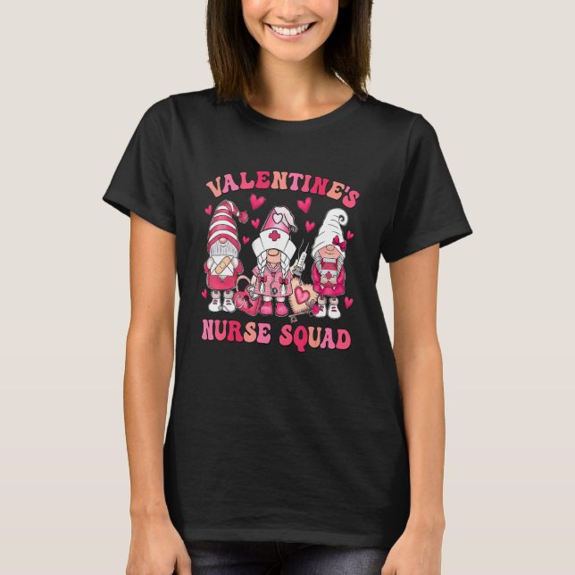 Camiseta Groovy Nurse Squad Gnomes Nurse Valentines Day Nur (Frente)