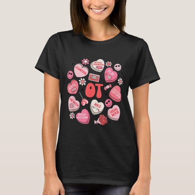 Camiseta Groovy Occupational Therapy Valentine Ot Conversat (Frente)
