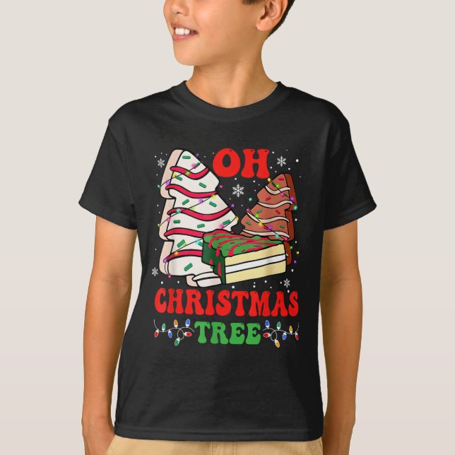Camiseta Groovy Oh Christmas Tree Cakes Debbie Becky Jen Ca (Frente)