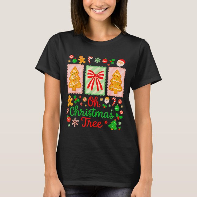 Camiseta Groovy Oh Christmas Tree Cakes Debbie Becky Jen Ca (Frente)