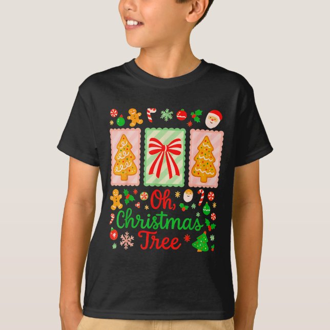 Camiseta Groovy Oh Christmas Tree Cakes Debbie Becky Jen Ca (Frente)