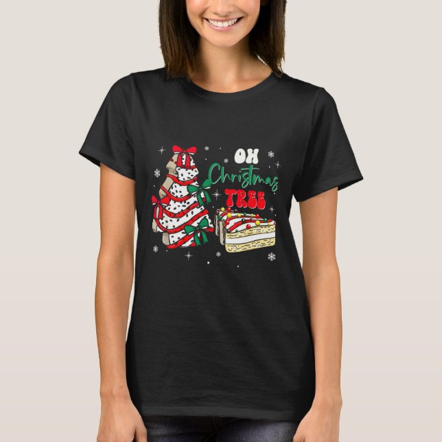Camiseta Groovy Oh Christmas Tree Cakes Debbie Becky Jen Ca (Frente)
