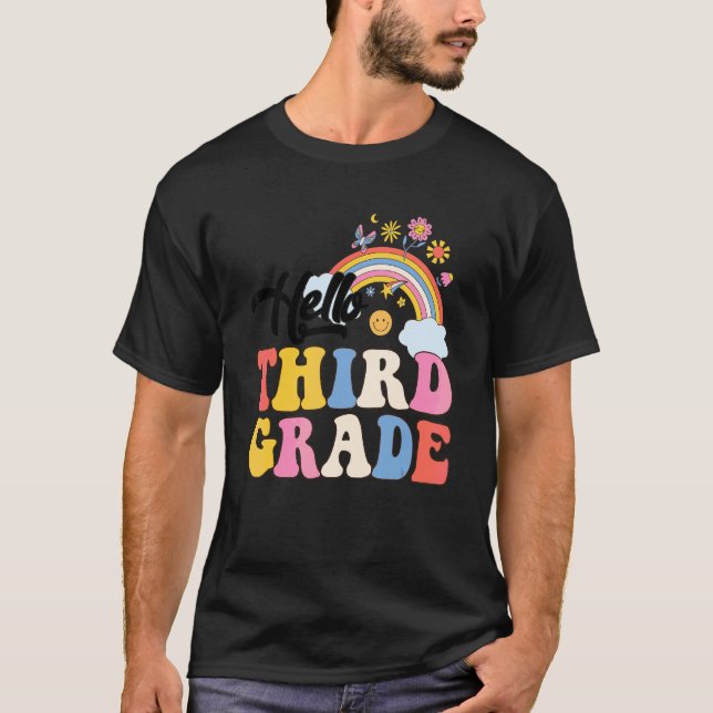 Camiseta Groovy Olá Terceira Série Professores Arco-íris Al (Frente)