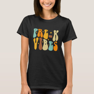 Camiseta Groovy Olá Vibes Pré K Retro Professores Crianças 
