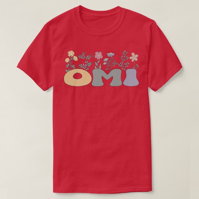 Camiseta Groovy Omi Avó Flores Omi Avó Premium (Frente do Design)