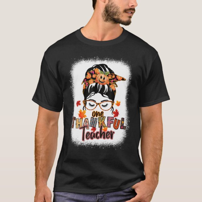Camiseta Groovy One Obrigado Professora Messy Bun Obrigado (Frente)