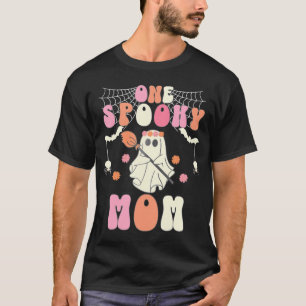 Camiseta Groovy One Spooky Mãe Halloween Fantasma Um Spooky
