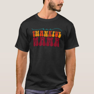 Camiseta Groovy One Thankful Mama Hello Fall Vibes Thanksgi
