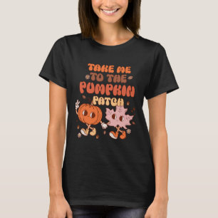 Camiseta Groovy Outono Dia de Ação de Graças Leve-me para o