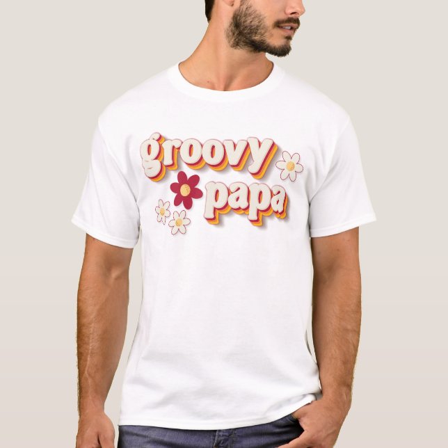 Camiseta Groovy Papa T-Shirt | Retro Daisy Boho Birthday Pa (Frente)