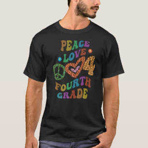 Camiseta Groovy PEACE LOVE 4.º GRAU Leopard Impressão 4.º G