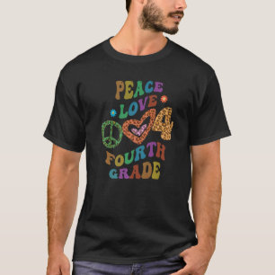 Camiseta Groovy PEACE LOVE 4.º GRAU Leopard Impressão 4.º G