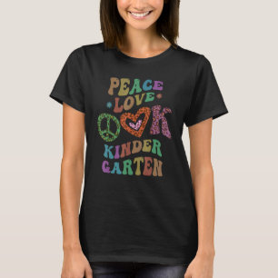 Camiseta Groovy PEACE LOVE KINDERGARTEN Leopard Tipo de imp
