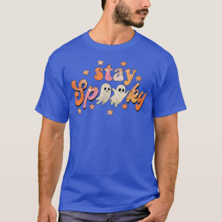 Camiseta Groovy Permanece Spooky Vibes Retro Fantasma Flora