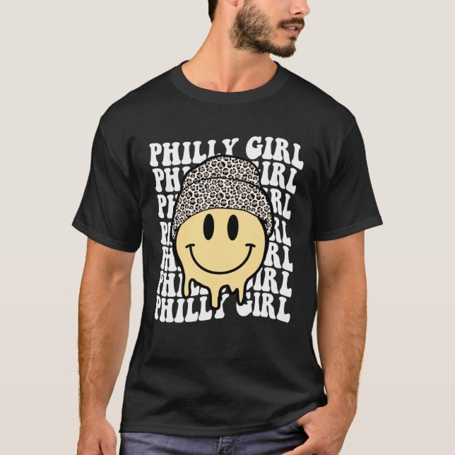 Camiseta Groovy Philadelphia Girl Smile Philly Pa Pennsylva (Frente)