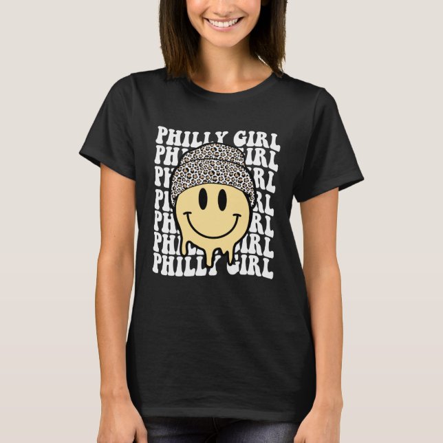 Camiseta Groovy Philadelphia Girl Smile Philly Pa Pennsylva (Frente)