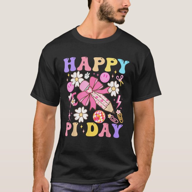 Camiseta Groovy Pi Day 3 14 Arco Coquette Professores De Ma (Frente)