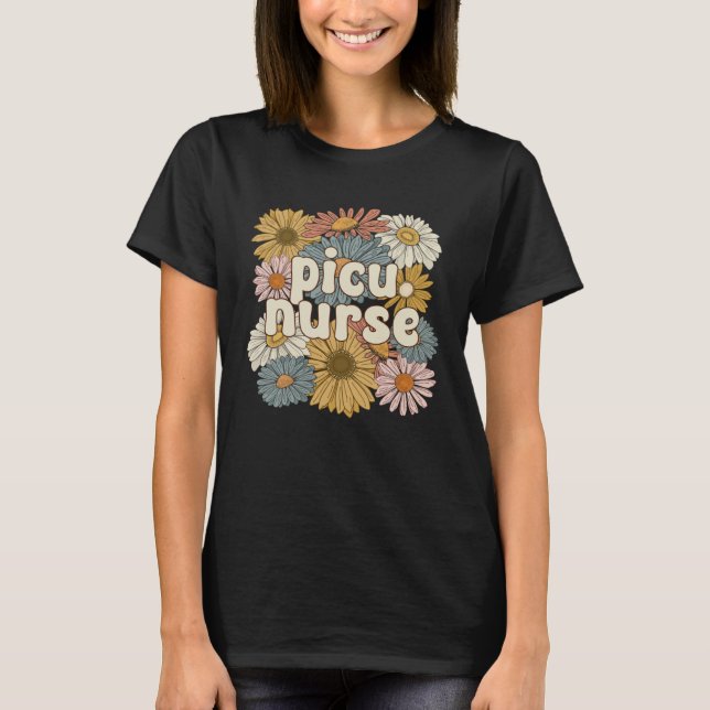 Camiseta Groovy PICU Nurse Pediatric Intensive Care Unit (Frente)