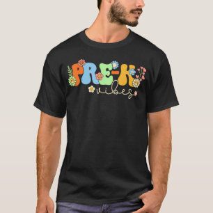 Camiseta Groovy Pre K Vibes Primeiro Dia Da Escola De Volta