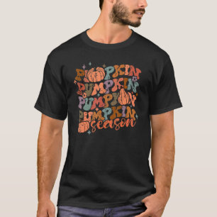 Camiseta Groovy Pumpkin Season Hello Fall Vibes Retro
