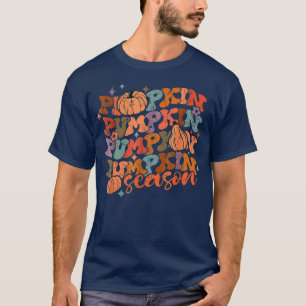 Camiseta Groovy Pumpkin Season Hello Fall Vibes Retro