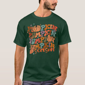 Camiseta Groovy Pumpkin Season Hello Fall Vibes Retro