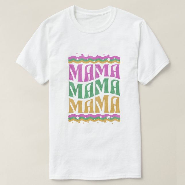 Camiseta Groovy Rainbow Mama - Design do Dia de as mães (Frente do Design)