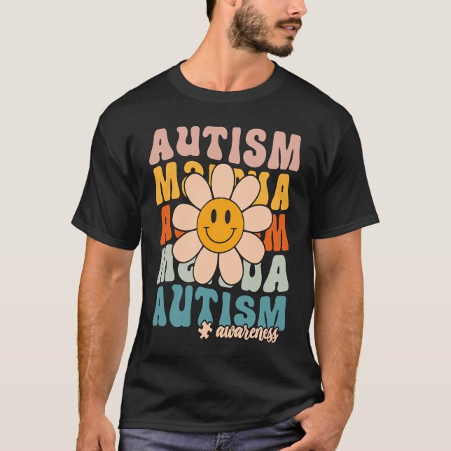 Camiseta Groovy Retro Autism Awareness Month Puzzle Piece S (Frente)