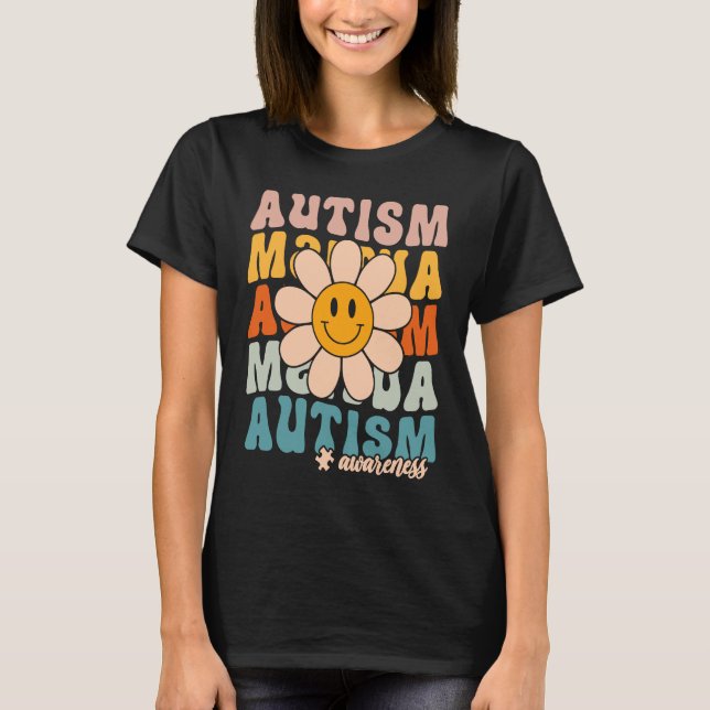 Camiseta Groovy Retro Autism Awareness Month Puzzle Piece S (Frente)