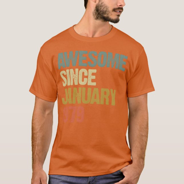 Camiseta Groovy Retro Awesome Since January 1979 funny (Frente)