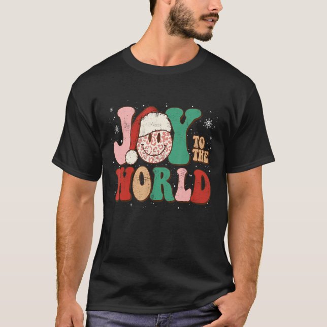Camiseta Groovy Retro Christmas Tem Uma Holly Xmas Jolly Pa (Frente)
