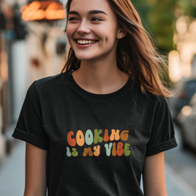 Camiseta Groovy Retro Cozinhar É Minha Tela, Chef Foodie Co (Criador carregado)