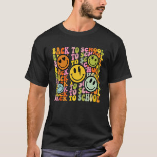 Camiseta Groovy Retro De Volta À Escola Feliz Primeiro Dia