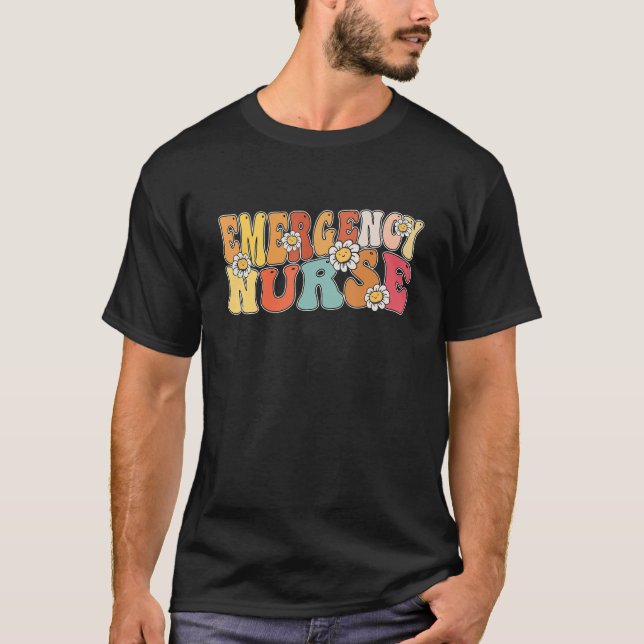 Camiseta Groovy Retro Emergency Nurse Life For Women Girl N (Frente)