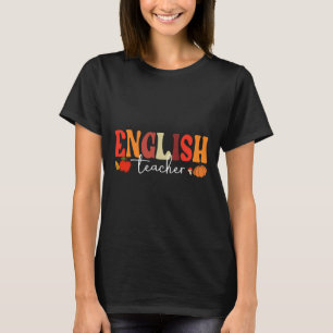 Camiseta Groovy Retro English Teacher Fall Vibes Autumn Tha
