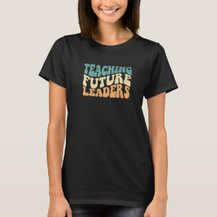 Camiseta Groovy Retro Ensino Líderes Futuros De Volta à Esc