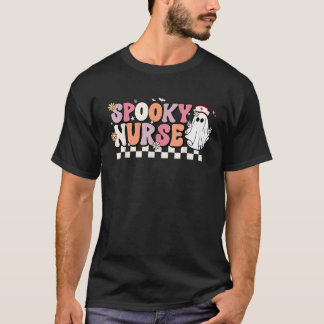 Camiseta Groovy Retro Halloween Enfermeira Spooky ER ICU
