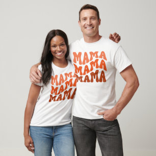 Camiseta Groovy Retro Mama Fall Season Birthday Matching