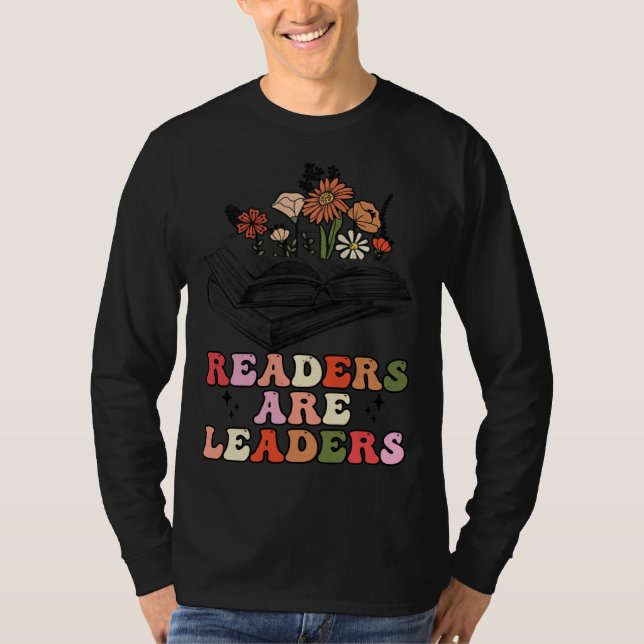 Camiseta Groovy Retro Readers Are Leaders  Book (Frente)