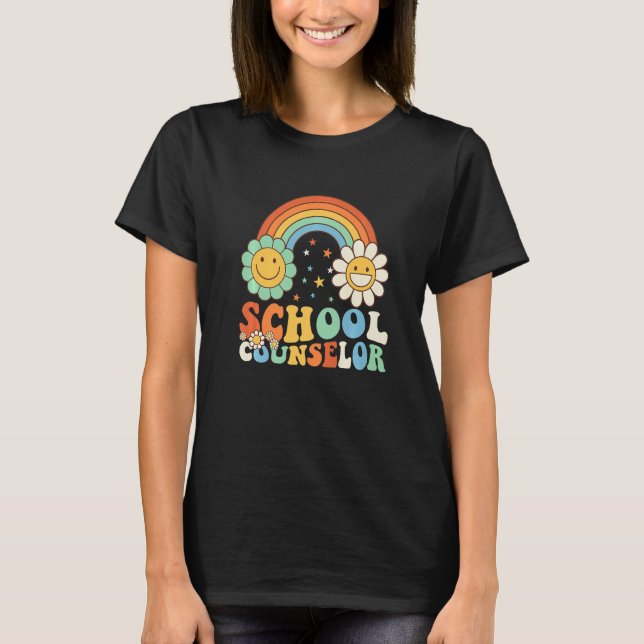 Camiseta Groovy Retro School Counselor Teacher School Couns (Frente)