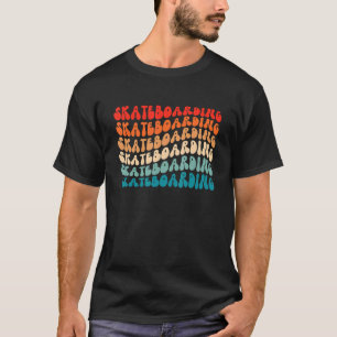 Camiseta Groovy Retro Skateboard Retro 70s Hippie Boho V