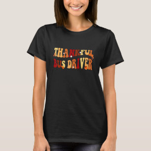Camiseta Groovy Retro Thankful Bus Driver Vintage Obrigado