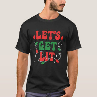 Camiseta Groovy Retro Vamos Leve as Luzes de Natal Drinki