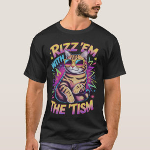 Camiseta Groovy RIZZ EM com TISM Gato Autismo Pai Mãe Motiv